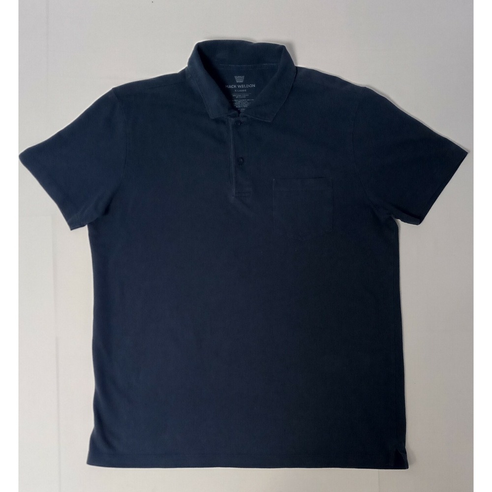 Mack Weldon Short Sleeve Button Front Pocket Polo Shirt Men's XL Dark Blue